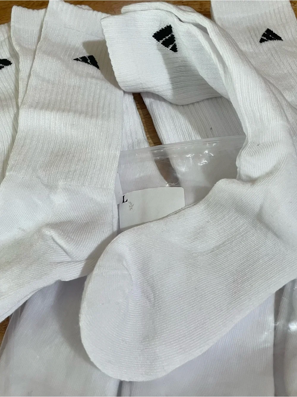 adidas White Crew Athletic Socks with Black Logo - 6 Pack